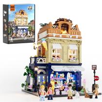 Conjunto de tijolos de construção FUNWHOLE Gelato Store com LED 1948 unidades Conjunto de tijolos de construção FUNWHOLE Gelato Store com LED 1948 unidades