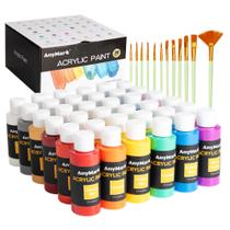Conjunto de tinta acrílica AnyMark 36 cores 12 pincéis 60ml