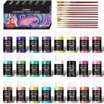 Conjunto de tinta acrílica Caliart 24 cores 59ml com 12 pincéis