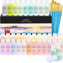 Conjunto de tinta acrílica Caliart 36 cores pastel 59ml com pincéis