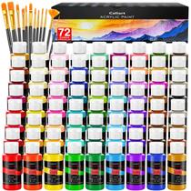 Conjunto de tinta acrílica Caliart 72 cores 59ml com 12 pincéis Conjunto de tinta acrílica Caliart 72 cores 59ml com 12 pincéis