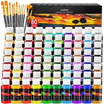 Conjunto de tinta acrílica Caliart 80 cores 59mL com 12 pincéis Conjunto de tinta acrílica Caliart 80 cores 59mL com 12 pincéis