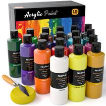 Conjunto de tinta acrílica Nicpro 18 cores 250mL com roda de cores