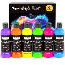 Conjunto de tinta acrílica Nicpro 6 cores fluorescentes 120mL Black Light Conjunto de tinta acrílica Nicpro 6 cores fluorescentes 120mL Black Light