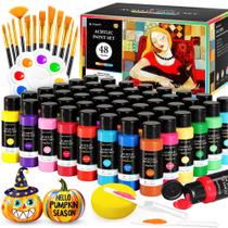 Conjunto de tinta acrílica POPYOLA 48 cores 60mL com pincéis e paleta Conjunto de tinta acrílica POPYOLA 48 cores 60mL com pincéis e paleta
