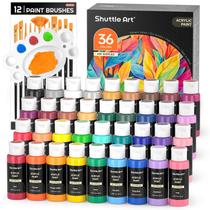 Conjunto de tinta acrílica Shuttle Art 36 cores com pincéis e paleta