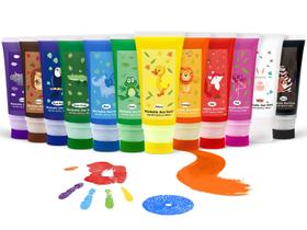 Conjunto de tinta guache lavável para dedos Noosuna, 12 cores, tubos de 50 ml