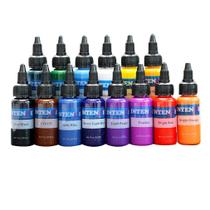 Conjunto de Tinta para Tatuagem Silver Dans - 14 Cores (35ml) - Base d'água, Não Tóxico