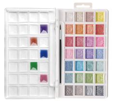 Conjunto de Tintas Aquarela Artecho 28 Cores Metálicas com Glitter Conjunto de Tintas Aquarela Artecho 28 Cores Metálicas com Glitter