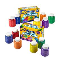 Conjunto de Tintas Crayola Lavável para Crianças (12 Cores) - Classic & Glitter (3+)