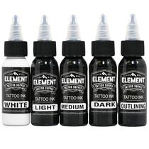 Conjunto de tintas de tatuagem Element Tattoo Supply Greywash 30 ml (pacote com 5)