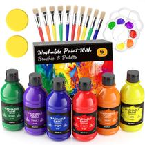 Conjunto de tintas laváveis Nicpro para crianças com 10 pincéis de 1500 ml