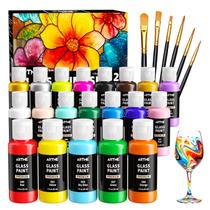 Conjunto de Tintas para Vidro Artme 20 Cores de 30ml com Pincéis Conjunto de Tintas para Vidro Artme 20 Cores de 30ml com Pincéis