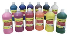 Conjunto de tintas Tempera School Smart Lavável 960 ml, sortido em 12 cores Conjunto de tintas Tempera School Smart Lavável 960 ml, sortido em 12 cores