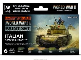Conjunto de Tintas Vallejo Cores de Blindados e Infantaria Italiana da Segunda Guerra Mundial