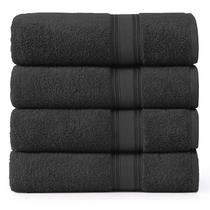 Conjunto de toalhas Bath Lane Linen Luxury Black 100% algodão x4 Conjunto de toalhas Bath Lane Linen Luxury Black 100% algodão x4