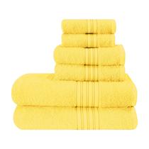 Conjunto de toalhas BOUTIQUO, pacote com 6 unidades, algodão, banho, lavado à mão, amarelo limão