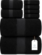 Conjunto de Toalhas Branco Clássico 8 Peças Algodão Turco Preto Conjunto de Toalhas Branco Clássico 8 Peças Algodão Turco Preto