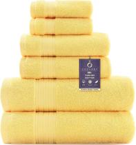 Conjunto de toalhas COZYART, amarelo claro, algodão turco de luxo, 650 g/m2, 6 unidades