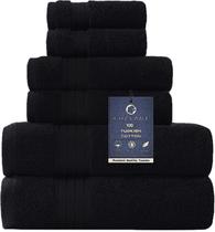 Conjunto de toalhas COZYART preto 100% algodão 650 g/m2 6 unidades