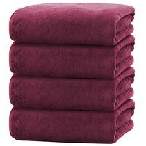 Conjunto de toalhas de banho Cosy Family Microfiber, pacote com 4 unidades, cor de vinho