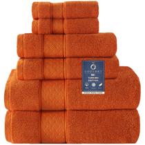 Conjunto de toalhas de banho COZYART Orange 6 peças 100% algodão turco Conjunto de toalhas de banho COZYART Orange 6 peças 100% algodão turco