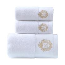 Conjunto De Toalhas De Banho De Algodão Com 3 Peças: 2 Toalhas De Rosto 35x75cm E 1 Toalha De Banho