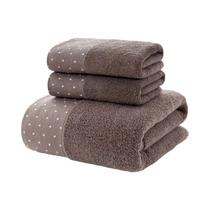 Conjunto De Toalhas De Banho De Algodão Com 3 Peças: 2 Toalhas De Rosto 35x75cm E 1 Toalha De Banho
