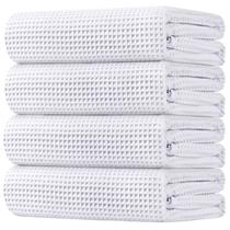 Conjunto de toalhas de banho HOMEXCEL Waffle Microfiber, pacote com 4, 140x70cm, branco