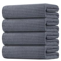 Conjunto de toalhas de banho HOMEXCEL Waffle Microfiber, pacote com 4, 140x70cm, cinza