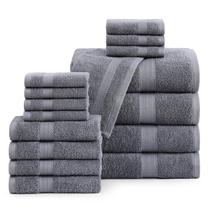 Conjunto de toalhas de banho LANE LINEN 16 peças 100% algodão 600 g/m2 Cool Grey Conjunto de toalhas de banho LANE LINEN 16 peças 100% algodão 600 g/m2 Cool Grey