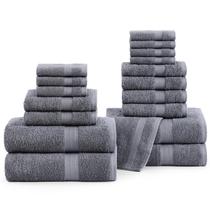 Conjunto de toalhas de banho LANE LINEN 18 peças 100% algodão 550 g/m2 Cool Grey
