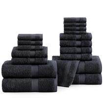 Conjunto de toalhas de banho LANE LINEN 18 peças 100% algodão 550 g/m2 preto