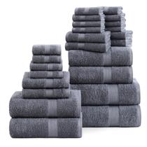 Conjunto de toalhas de banho LANE LINEN 24 peças 100% algodão Cool Grey