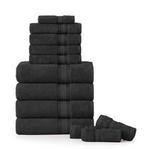 Conjunto de toalhas de banho LANE LINEN Luxury 12 peças 100% algodão preto Conjunto de toalhas de banho LANE LINEN Luxury 12 peças 100% algodão preto