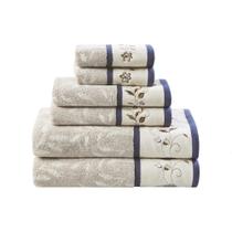 Conjunto de toalhas de banho Madison Park Serene 100% algodão 600 g/m2 6 peças azul marinho