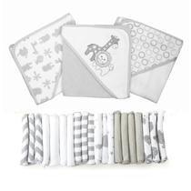 Conjunto de toalhas de banho para bebês Spasilk, 23 peças, Grey Lion Conjunto de toalhas de banho para bebês Spasilk, 23 peças, Grey Lion