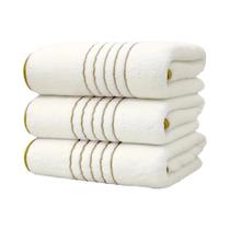 Conjunto De Toalhas De Banho Premium Brancas Com Detalhes Em Cinza E Dourado, Macias E Absorventes,