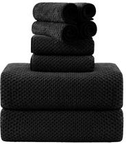 Conjunto de toalhas de banho Smuge de 8 peças com 2 toalhas de banho extra grandes pretas Conjunto de toalhas de banho Smuge de 8 peças com 2 toalhas de banho extra grandes pretas