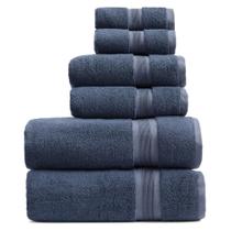 Conjunto de toalhas de banho Springtree Home 6 peças de bambu e algodão azul