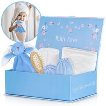 Conjunto de toalhas de bebê FOREVERPURE com capuz e panos azuis