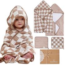 Conjunto de toalhas de bebê HardNok 2 Large 81x81cm Checkered Soft Conjunto de toalhas de bebê HardNok 2 Large 81x81cm Checkered Soft