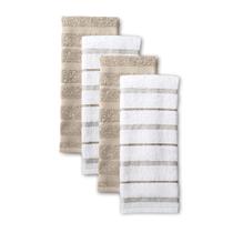 Conjunto de toalhas de cozinha KitchenAid Albany, pacote com 4 unidades de milkshake bronzeado/branco Conjunto de toalhas de cozinha KitchenAid Albany, pacote com 4 unidades de milkshake bronzeado/branco