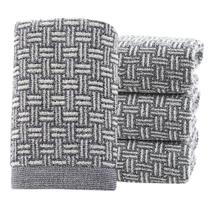 Conjunto de toalhas de mão com padrão quadriculado Pidada 100% algodão x4 cinza