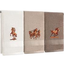 Conjunto de toalhas de mão Hillsuren Western Horse 100% algodão x3