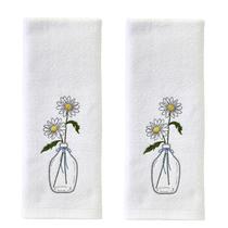Conjunto de toalhas de mão SKL Home Daisies em vaso, 2 peças para banheira/cozinha/bar Conjunto de toalhas de mão SKL Home Daisies em vaso, 2 peças para banheira/cozinha/bar