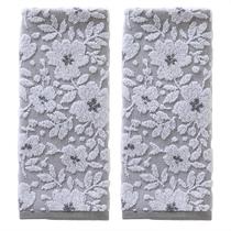 Conjunto de toalhas de mão SKL Home Floral Jacquard Grey 100% algodão, 2 peças