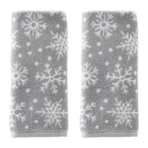 Conjunto de toalhas de mão SKL Home Winter/Christmas Scattered Snowflakes Grey Conjunto de toalhas de mão SKL Home Winter/Christmas Scattered Snowflakes Grey