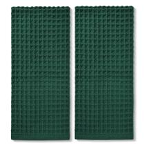 Conjunto de toalhas de mão Waffle Jacquotha Hunter-Green Cotton x2