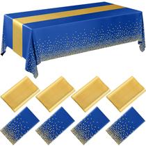 Conjunto de toalhas de mesa Breling, pacote com 8 unidades, azul marinho e plástico dourado Conjunto de toalhas de mesa Breling, pacote com 8 unidades, azul marinho e plástico dourado